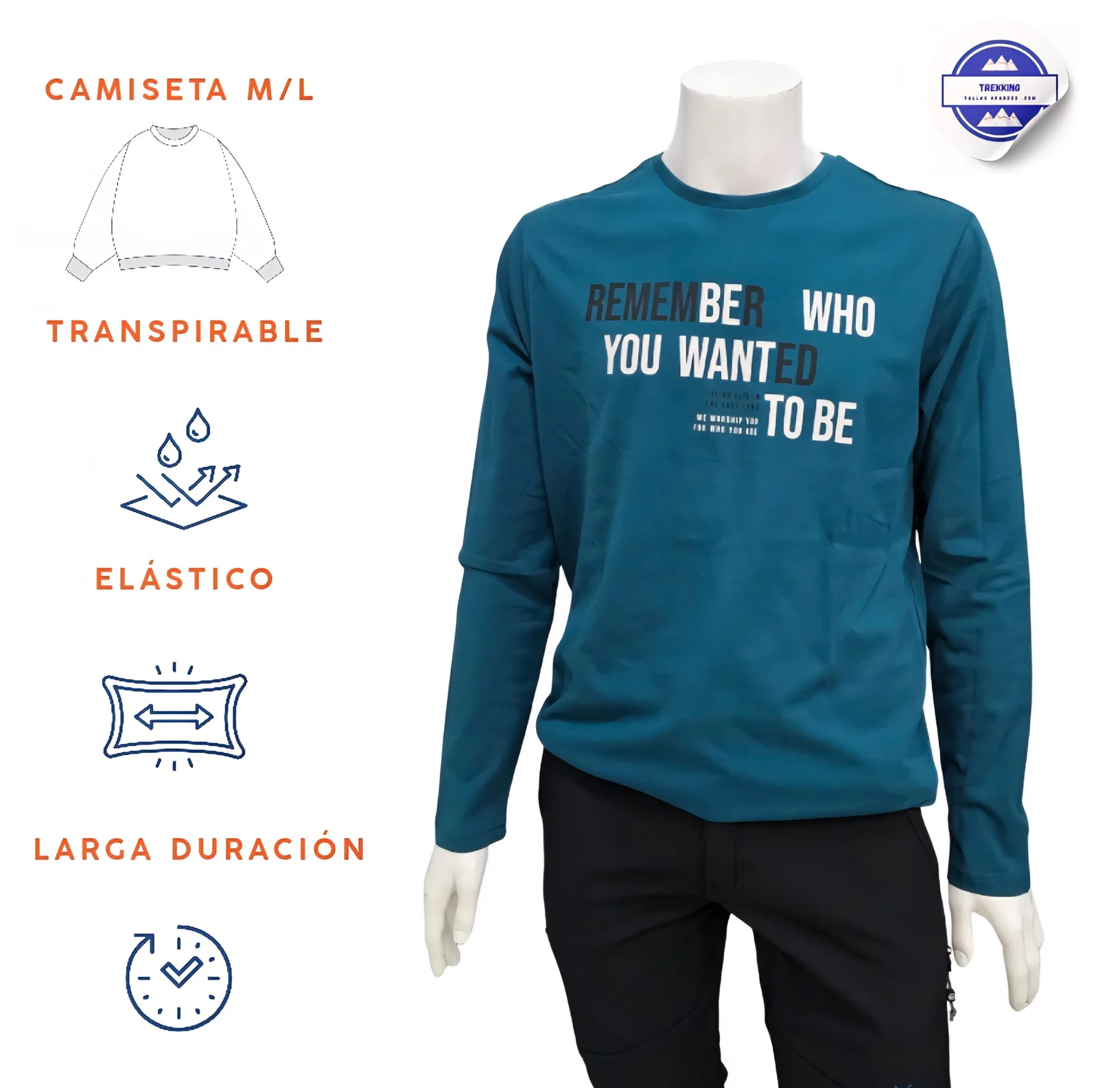 Camiseta manga larga hombre losan serigrafia central remember - Imagen 4