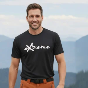 Camiseta negra eXtreme en cuello redondo y manga corta